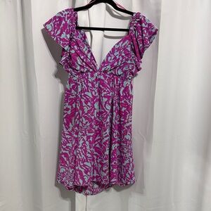 Glam Purple and Blue Floral Mini Dress